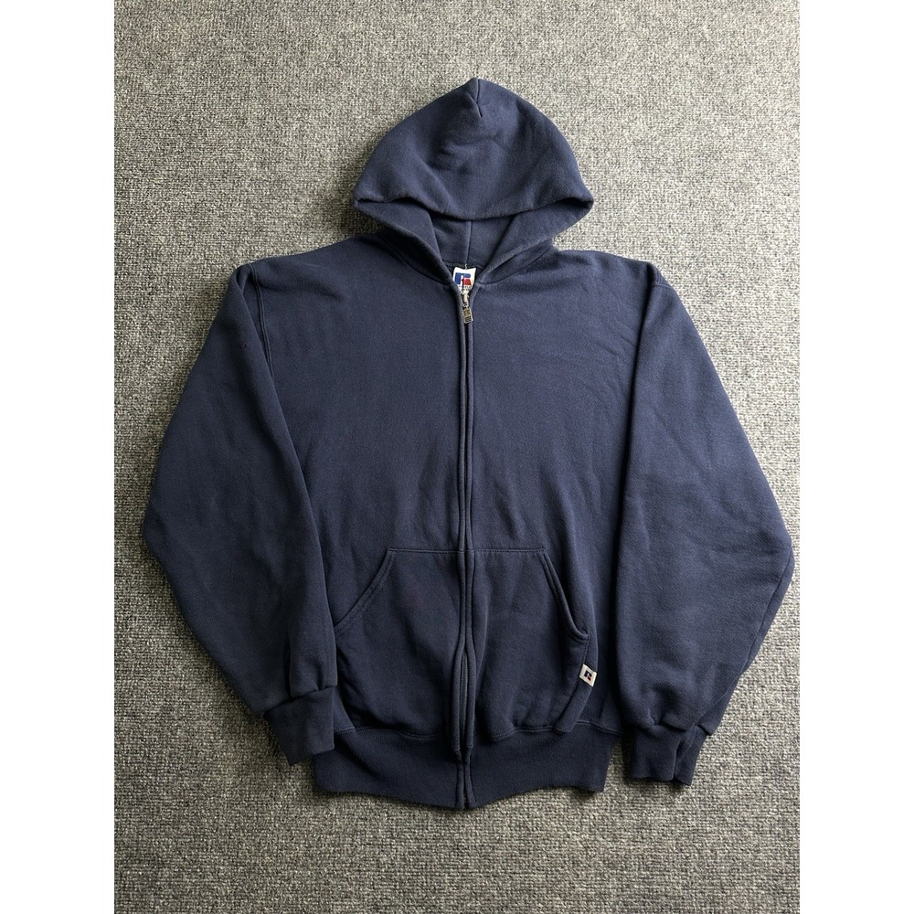 Mens Russell Athletic Full Zip Hoodie Navy Made in Mexico, Size M